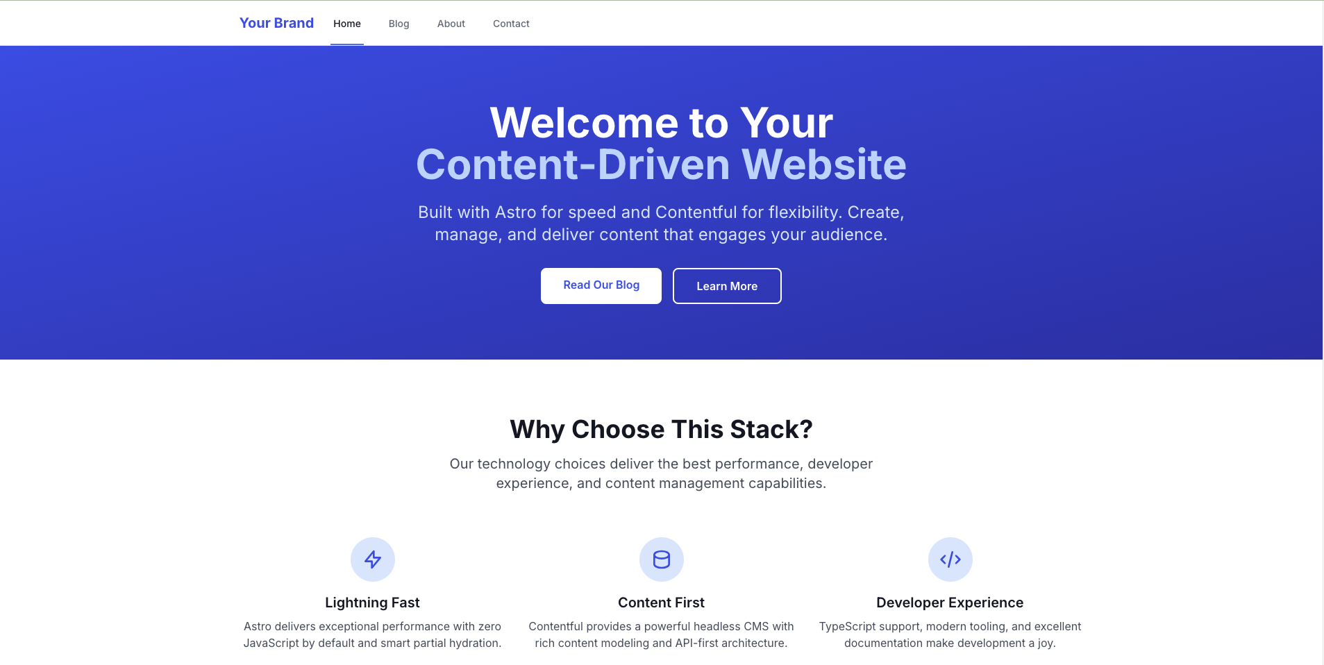 Astro Contentful Starter Template project screenshot